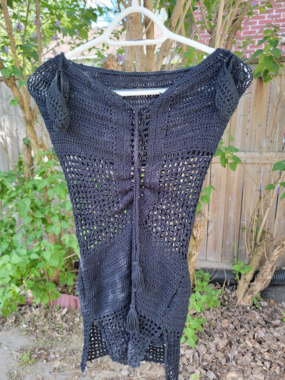 Black Crochet Beach Cover-Up Dress ♡ New Size Small Stretch